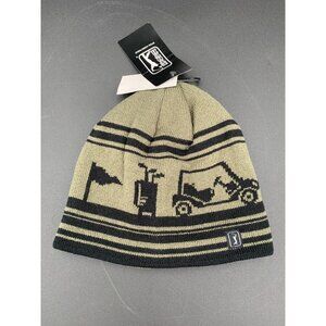 PGA Tour Golf Beanie Hat Gray Black Knit Patterned Acrylic OSFM